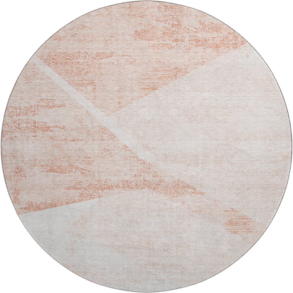 Premium Machine Washable Mayfield AMF770 Salmon 8' x 8' Round Rug. Picture 1