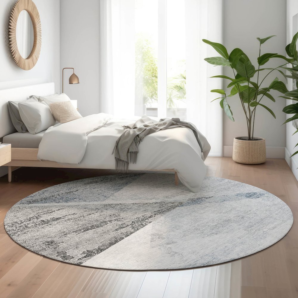 Premium Machine Washable Mayfield AMF770 Sky 8' x 8' Round Rug. Picture 5