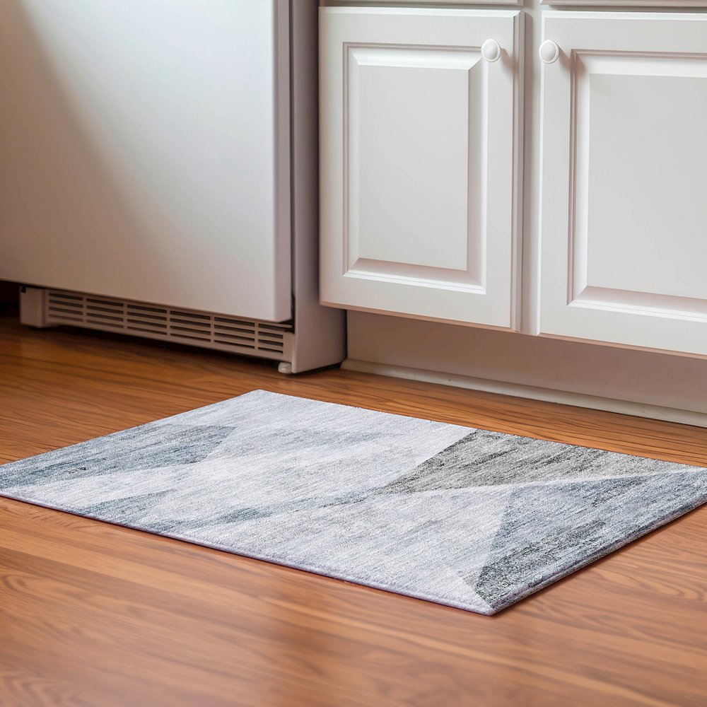 Premium Machine Washable Mayfield AMF770 Sky 1'8" x 2'6" Rug. Picture 5