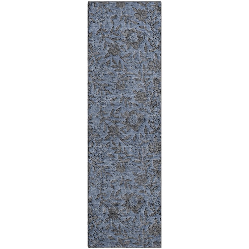 Premium Machine Washable Mayfield AMF771 Blue 2'3" x 7'6" Runner Rug. Picture 1