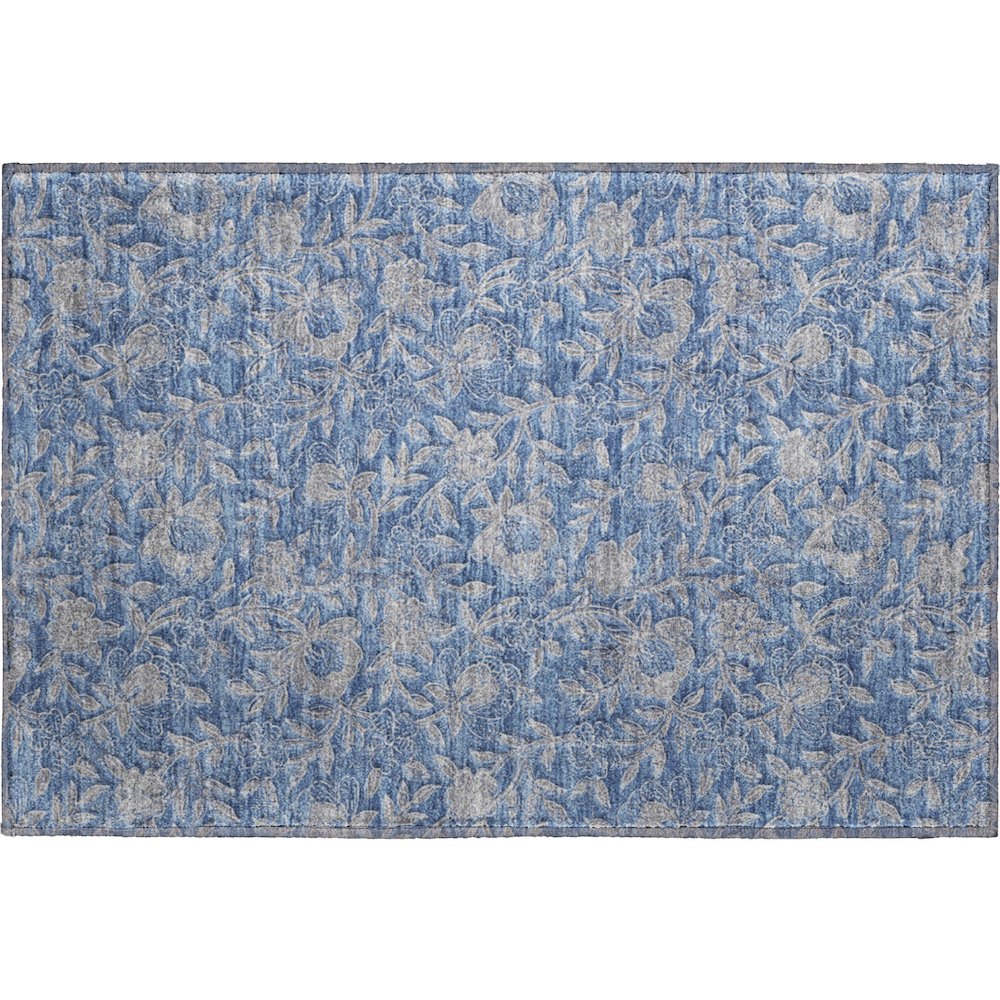 Premium Machine Washable Mayfield AMF771 Denim 1'8" x 2'6" Rug. Picture 1