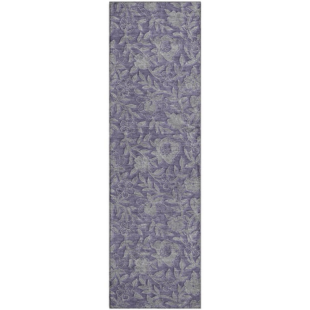 Premium Machine Washable Mayfield AMF771 Eggplant 2'3" x 7'6" Runner Rug. Picture 1