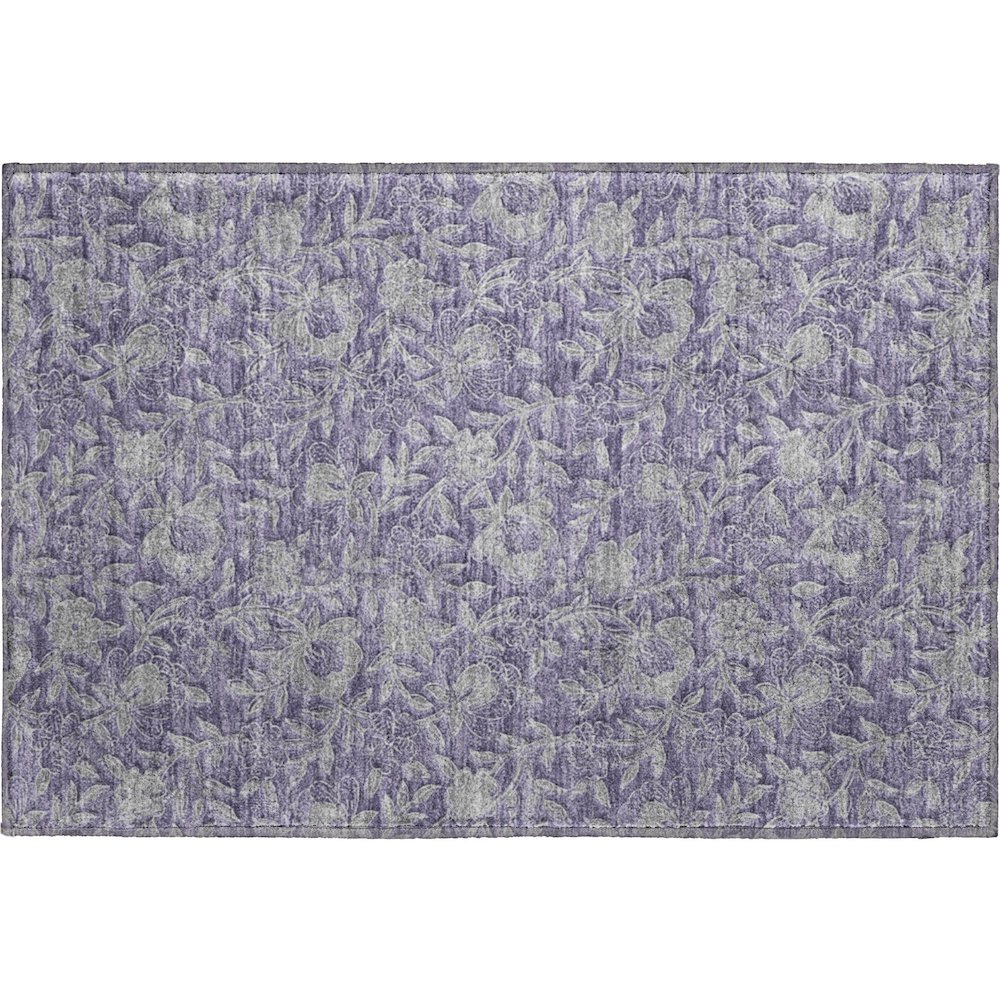 Premium Machine Washable Mayfield AMF771 Eggplant 1'8" x 2'6" Rug. Picture 1
