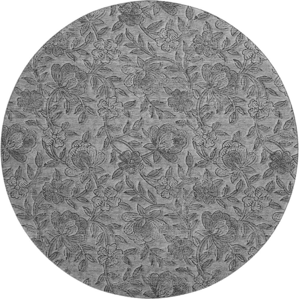 Premium Machine Washable Mayfield AMF771 Gray 8' x 8' Round Rug. Picture 1