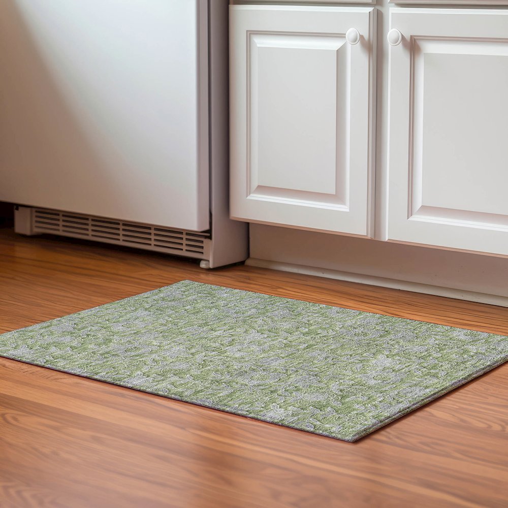 Premium Machine Washable Mayfield AMF771 Olive 1'8" x 2'6" Rug. Picture 5