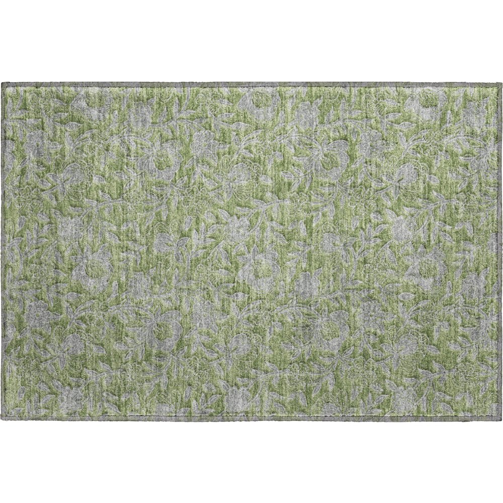 Premium Machine Washable Mayfield AMF771 Olive 1'8" x 2'6" Rug. Picture 1