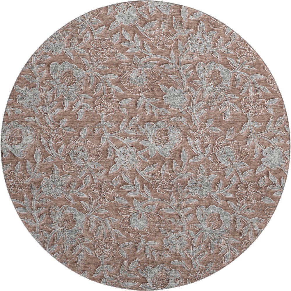 Premium Machine Washable Mayfield AMF771 Terracotta 8' x 8' Round Rug. Picture 1