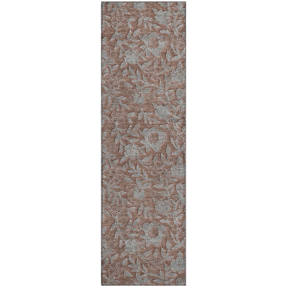 Premium Machine Washable Mayfield AMF771 Terracotta 2'3" x 7'6" Runner Rug. Picture 1