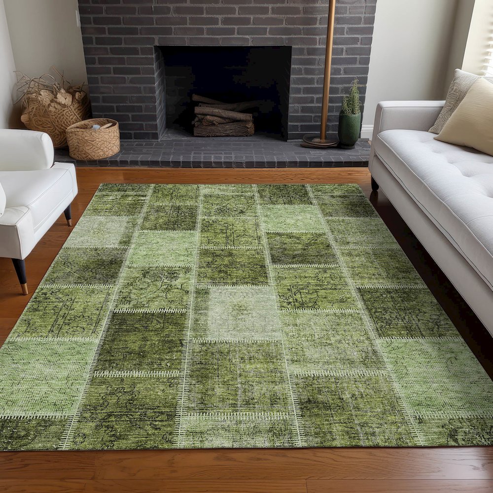 Premium Machine Washable Mayfield AMF772 Olive 2'6" x 3'10" Rug. Picture 5