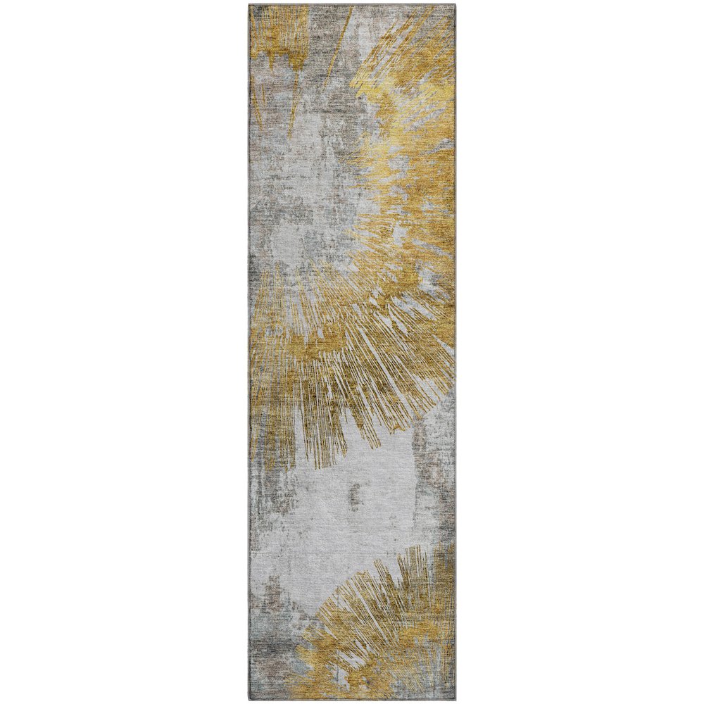 Premium Machine Washable Mayfield AMF773 Gold 2'3" x 7'6" Runner Rug. Picture 1