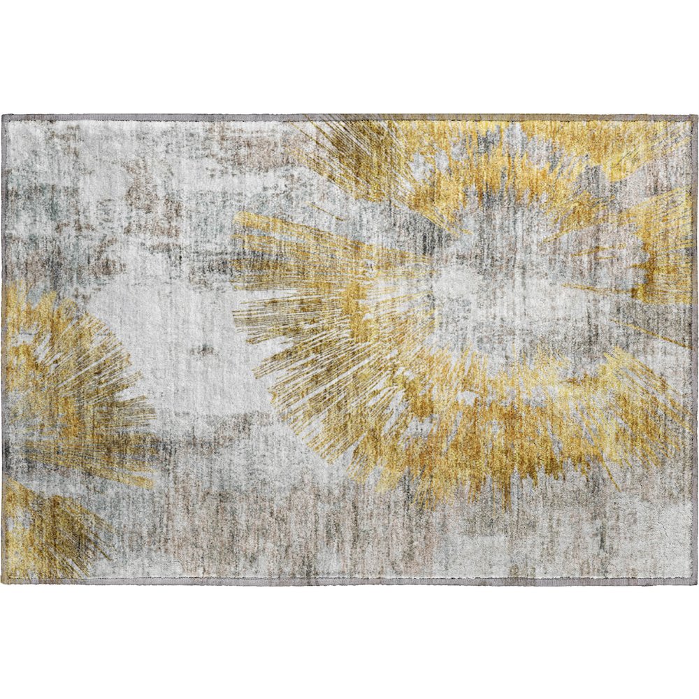Premium Machine Washable Mayfield AMF773 Gold 1'8" x 2'6" Rug. Picture 1