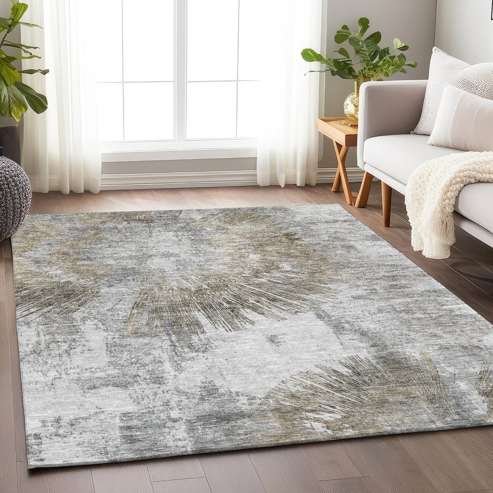 Premium Machine Washable Mayfield AMF773 Taupe 2'6" x 3'10" Rug. Picture 6