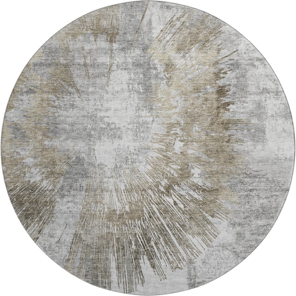 Premium Machine Washable Mayfield AMF773 Taupe 8' x 8' Round Rug. Picture 1
