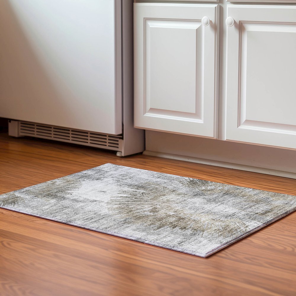 Premium Machine Washable Mayfield AMF773 Taupe 1'8" x 2'6" Rug. Picture 5