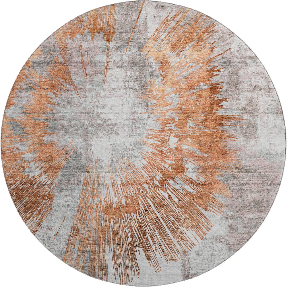 Premium Machine Washable Mayfield AMF773 Terracotta 8' x 8' Round Rug. Picture 1