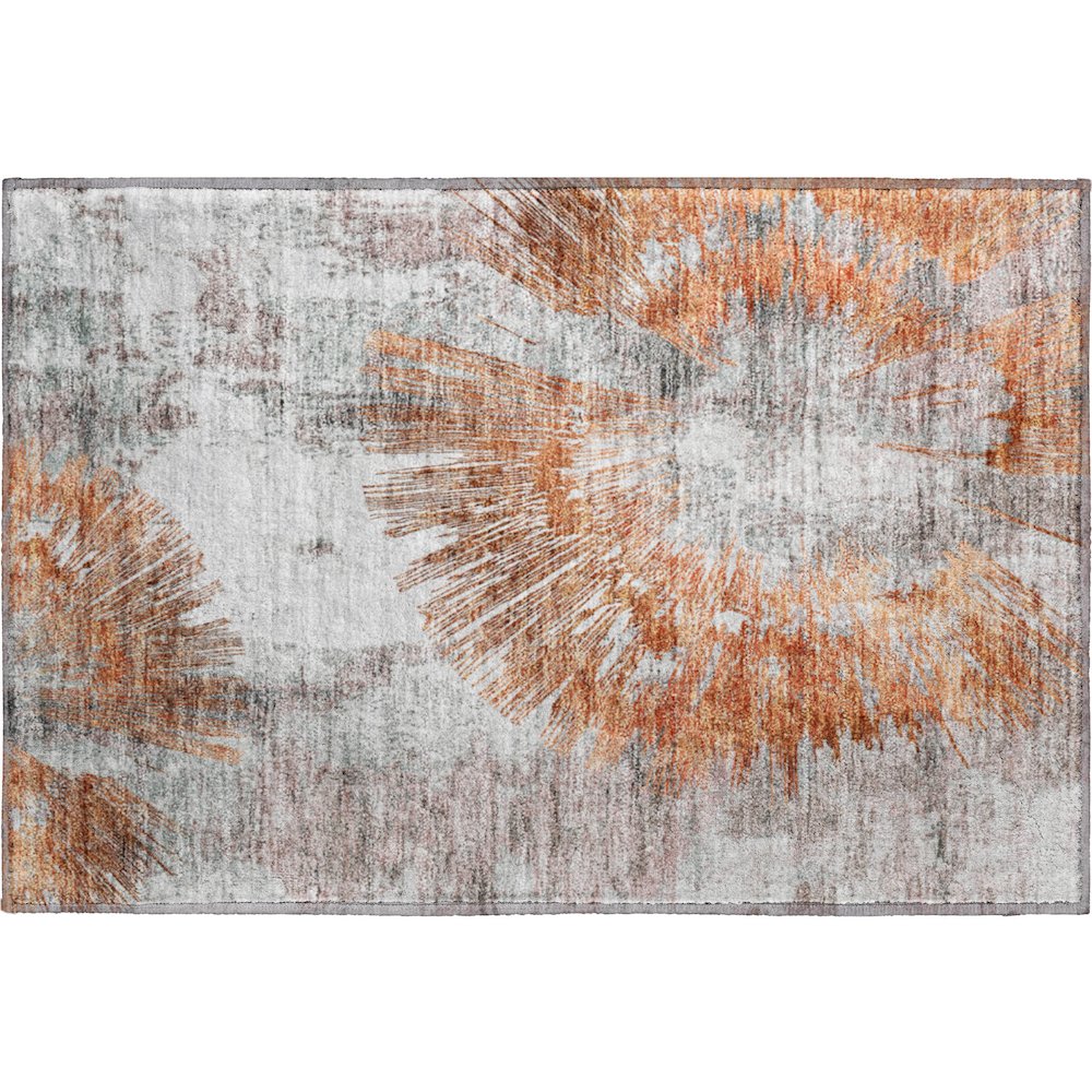 Premium Machine Washable Mayfield AMF773 Terracotta 1'8" x 2'6" Rug. Picture 1