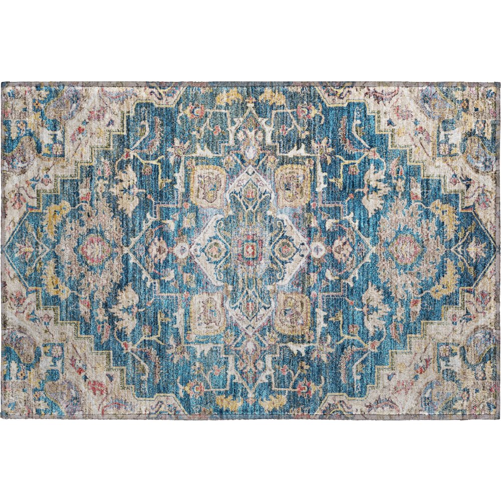 Premium Machine Washable Mayfield AMF774 Blue 1'8" x 2'6" Rug. Picture 1