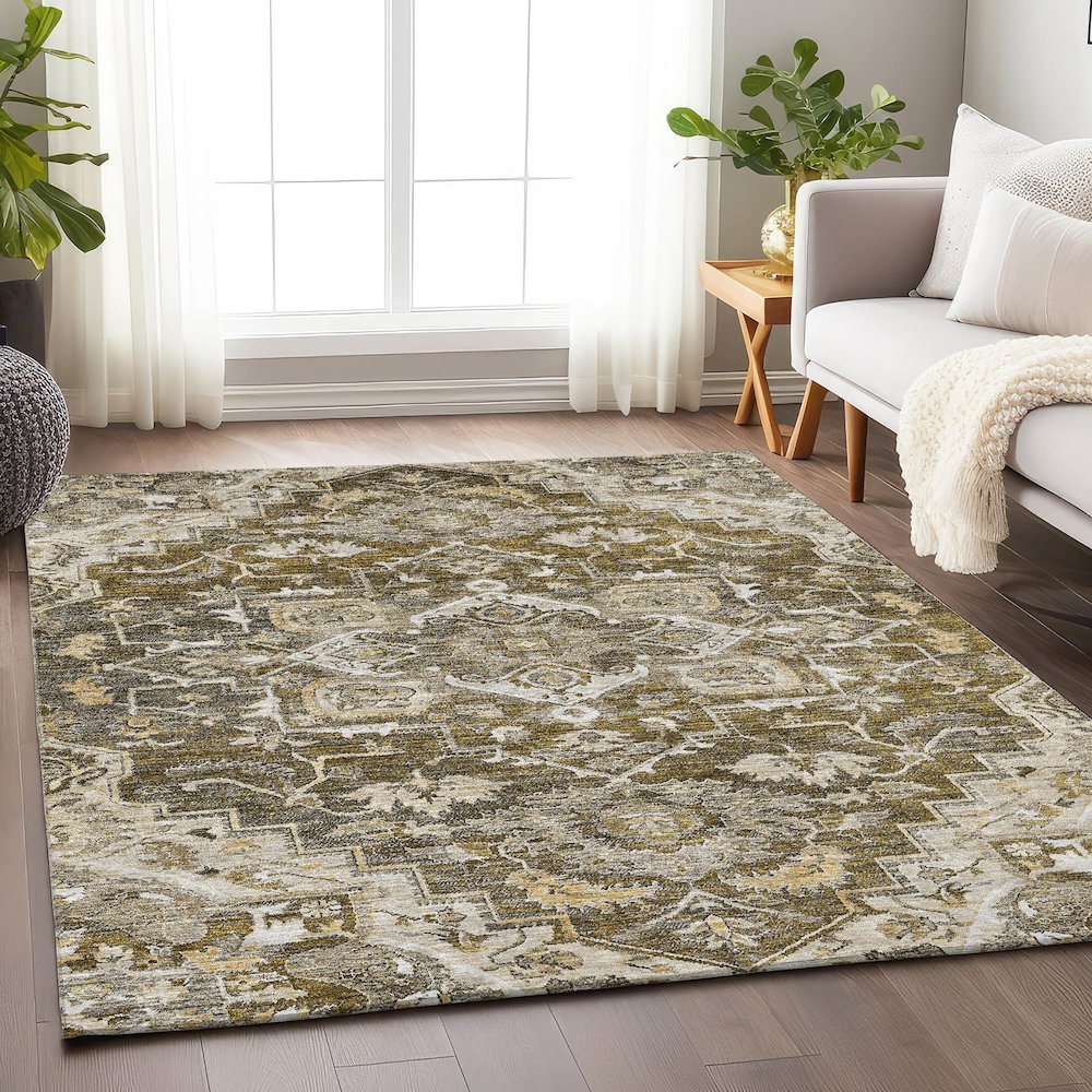 Premium Machine Washable Mayfield AMF774 Brown 2'6" x 3'10" Rug. Picture 6