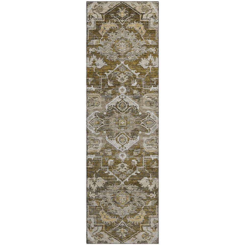 Premium Machine Washable Mayfield AMF774 Brown 2'3" x 7'6" Runner Rug. Picture 1