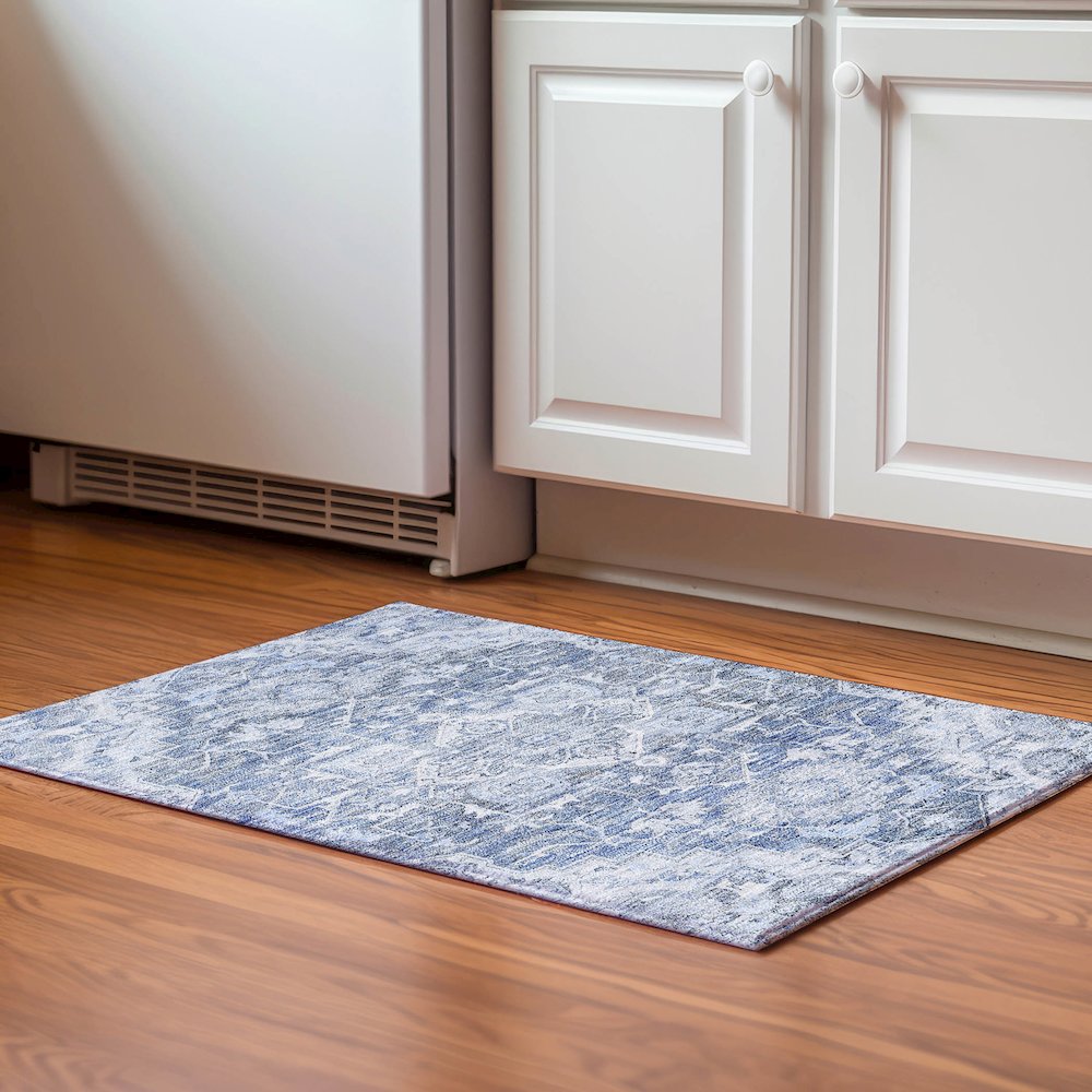 Premium Machine Washable Mayfield AMF774 Denim 1'8" x 2'6" Rug. Picture 5