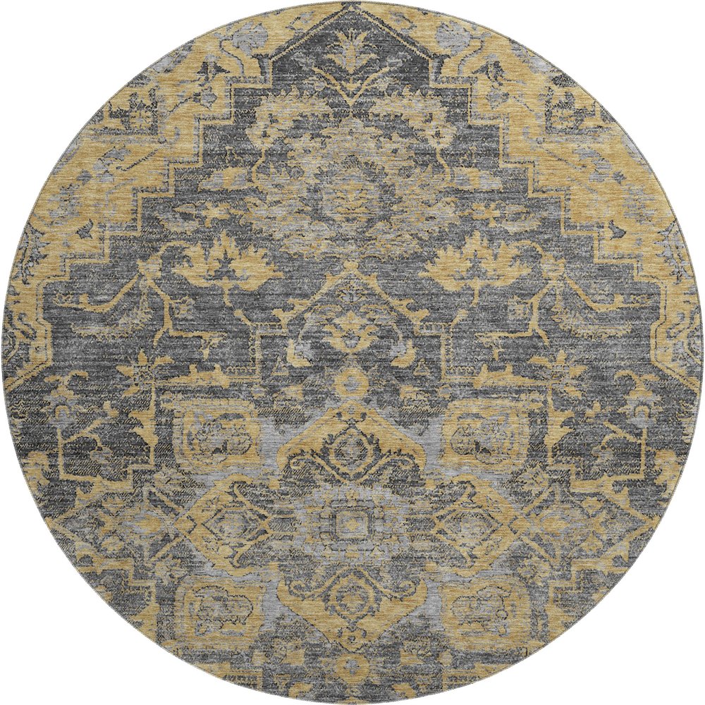 Premium Machine Washable Mayfield AMF774 Gray 8' x 8' Round Rug. Picture 1