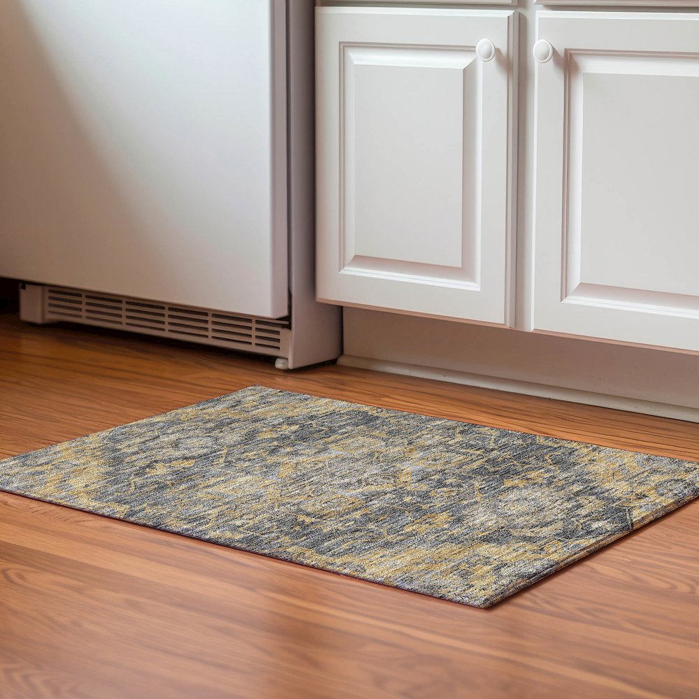 Premium Machine Washable Mayfield AMF774 Gray 1'8" x 2'6" Rug. Picture 5