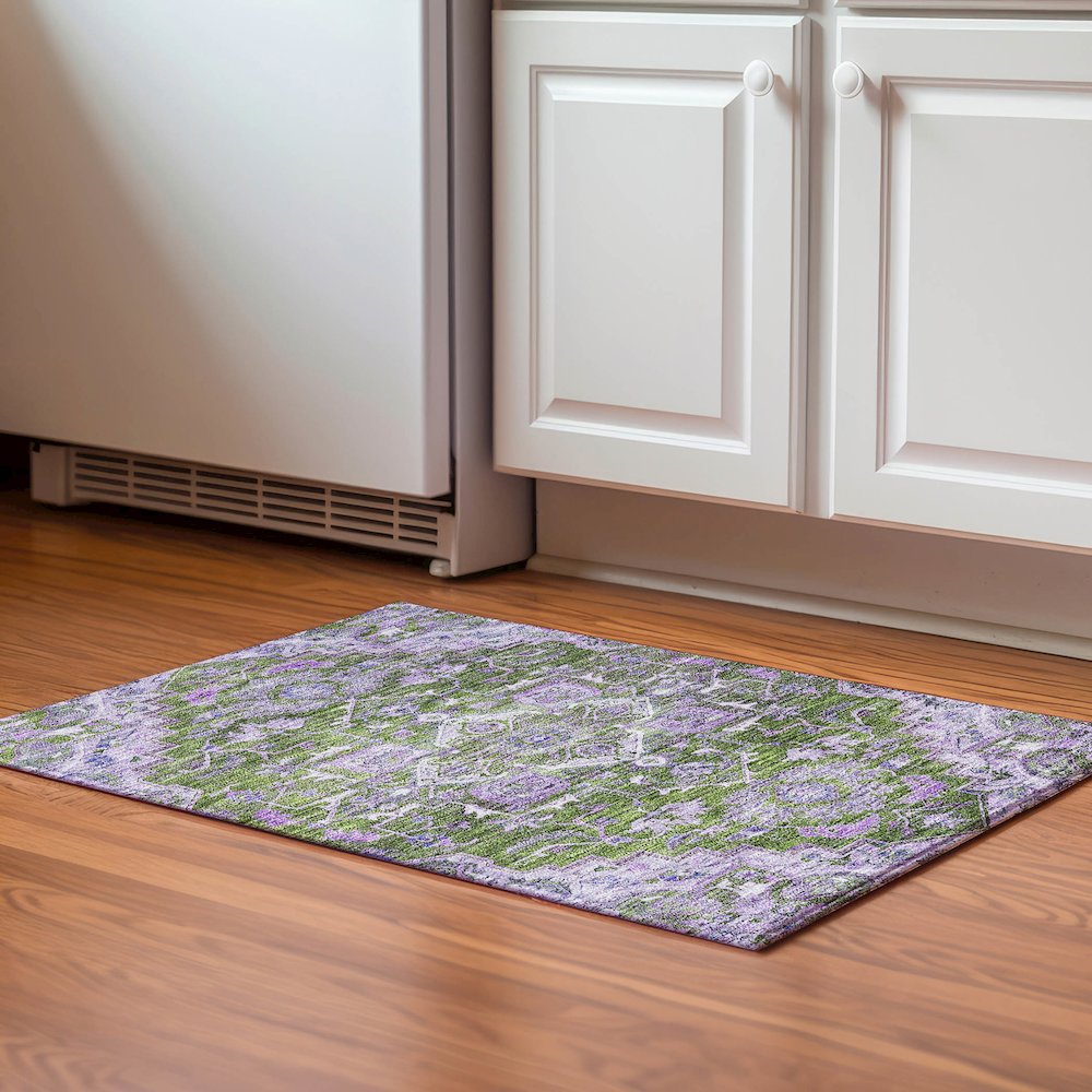 Premium Machine Washable Mayfield AMF774 Olive 1'8" x 2'6" Rug. Picture 5