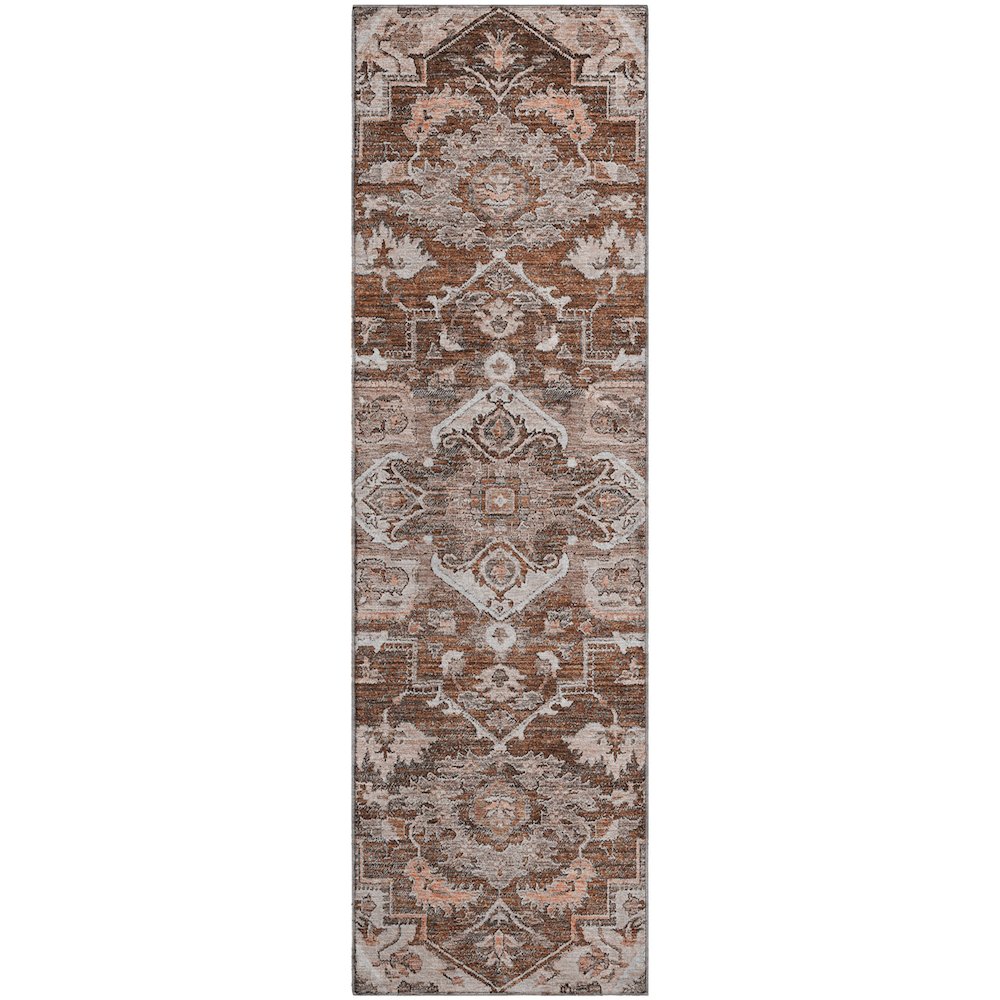 Premium Machine Washable Mayfield AMF774 Terracotta 2'3" x 7'6" Runner Rug. Picture 1