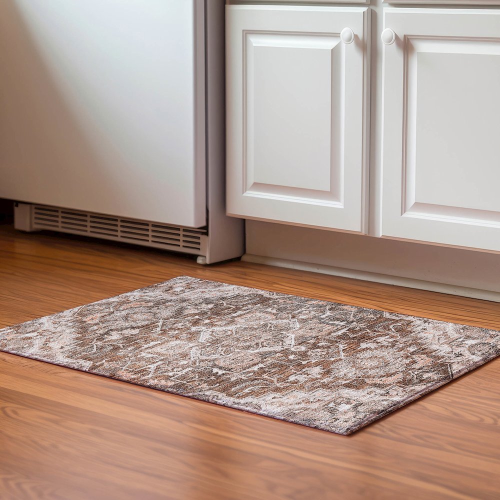 Premium Machine Washable Mayfield AMF774 Terracotta 1'8" x 2'6" Rug. Picture 5