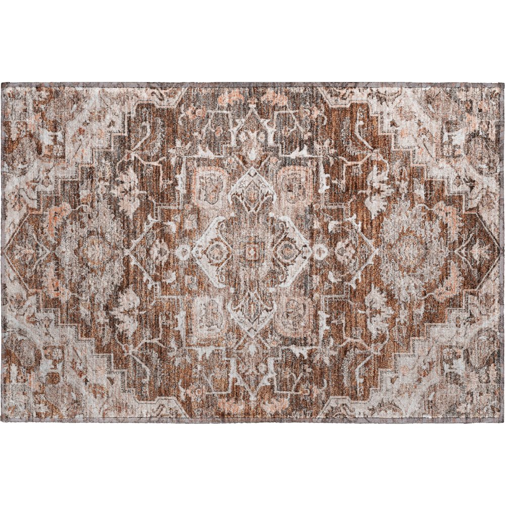 Premium Machine Washable Mayfield AMF774 Terracotta 1'8" x 2'6" Rug. Picture 1