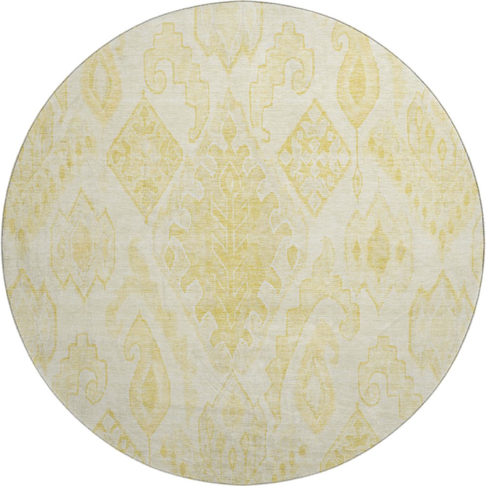 Premium Machine Washable Mayfield AMF776 Gold 8' x 8' Round Rug. Picture 1