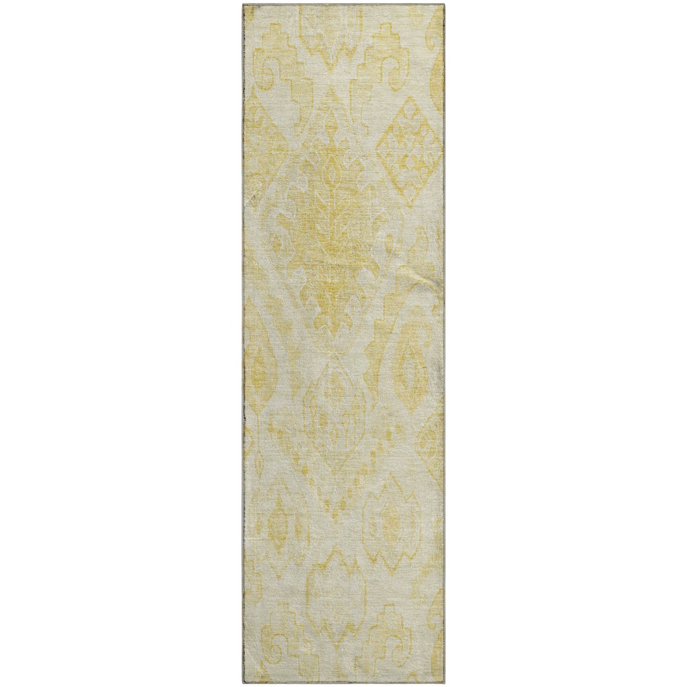 Premium Machine Washable Mayfield AMF776 Gold 2'3" x 7'6" Runner Rug. Picture 1