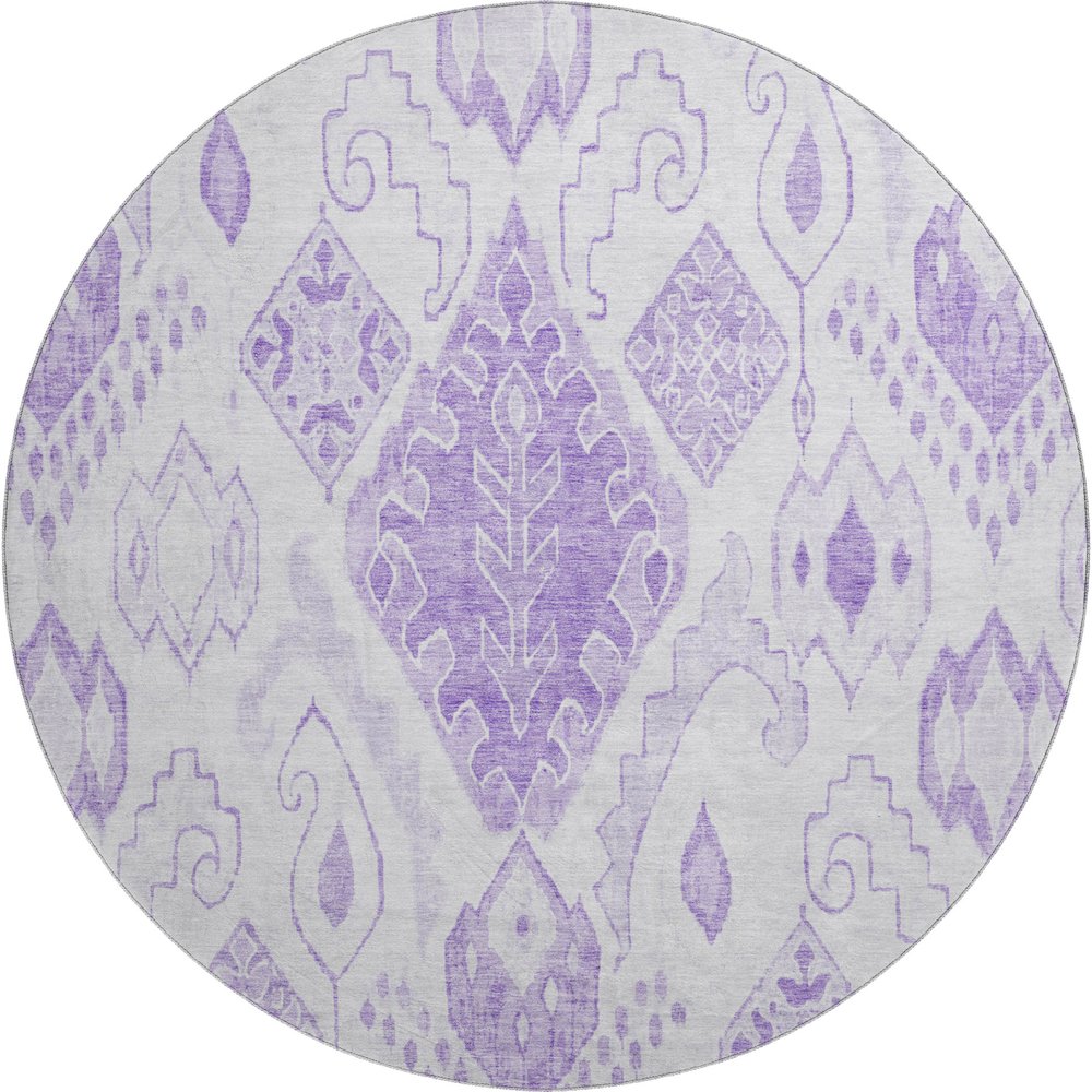 Premium Machine Washable Mayfield AMF776 Purple 8' x 8' Round Rug. Picture 1