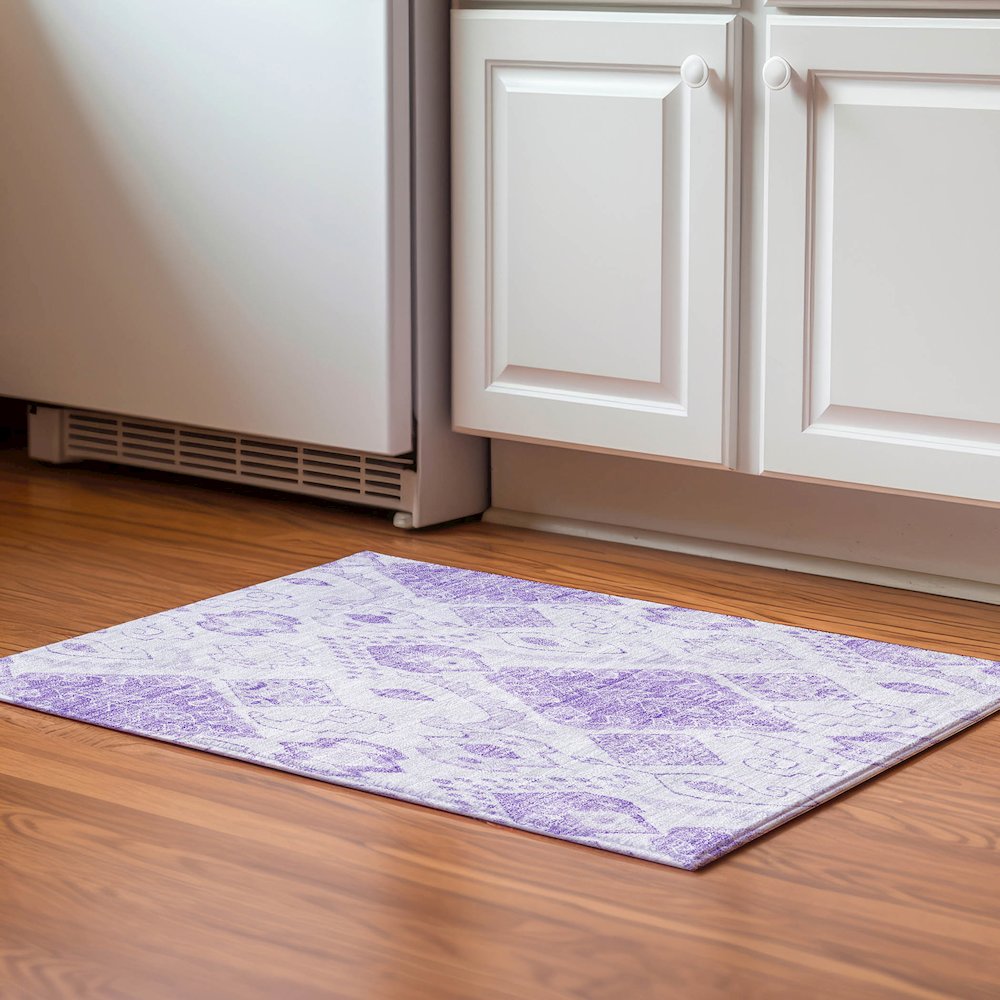 Premium Machine Washable Mayfield AMF776 Purple 1'8" x 2'6" Rug. Picture 5