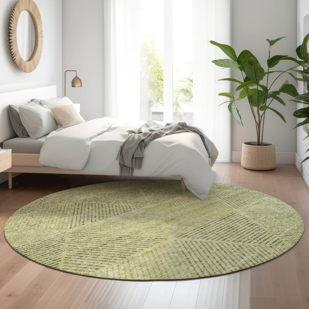 Premium Machine Washable Mayfield AMF777 Aloe 8' x 8' Round Rug. Picture 5