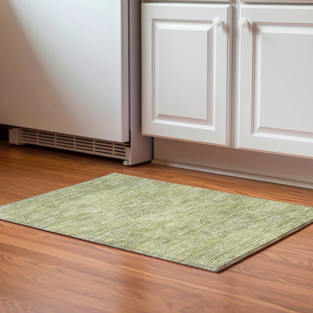 Premium Machine Washable Mayfield AMF777 Aloe 1'8" x 2'6" Rug. Picture 5