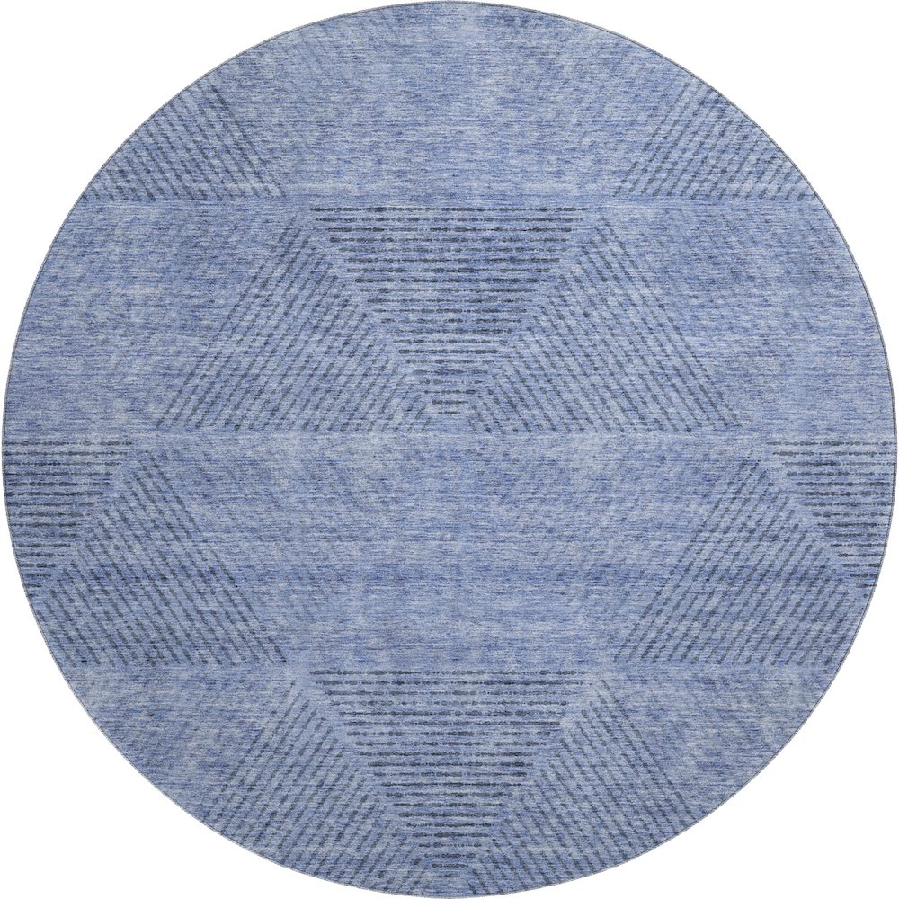 Premium Machine Washable Mayfield AMF777 Blue 8' x 8' Round Rug. Picture 1