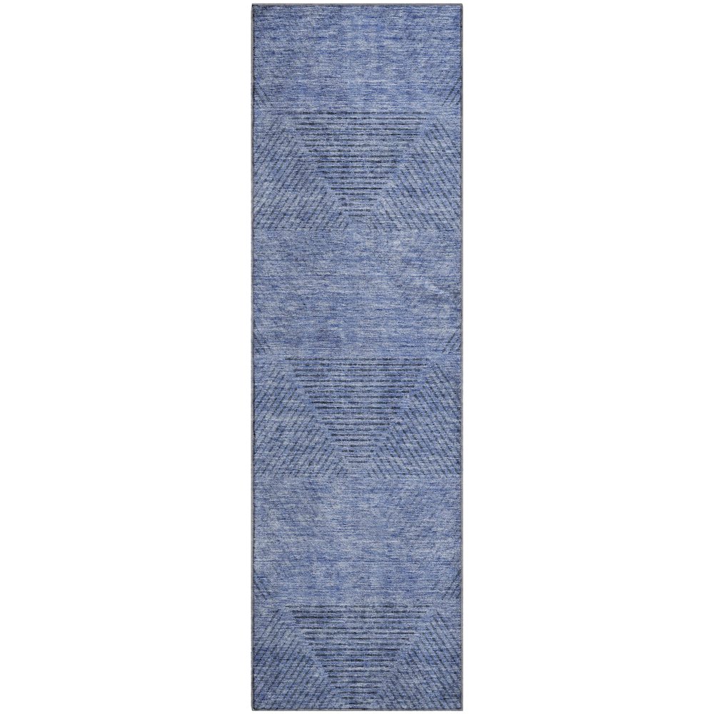 Premium Machine Washable Mayfield AMF777 Blue 2'3" x 7'6" Runner Rug. Picture 1