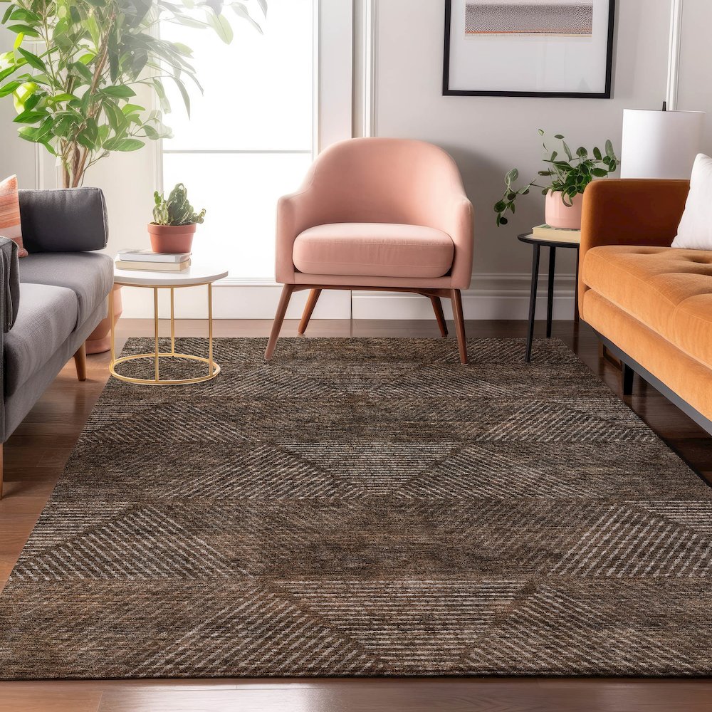 Premium Machine Washable Mayfield AMF777 Brown 2'6" x 3'10" Rug. Picture 5