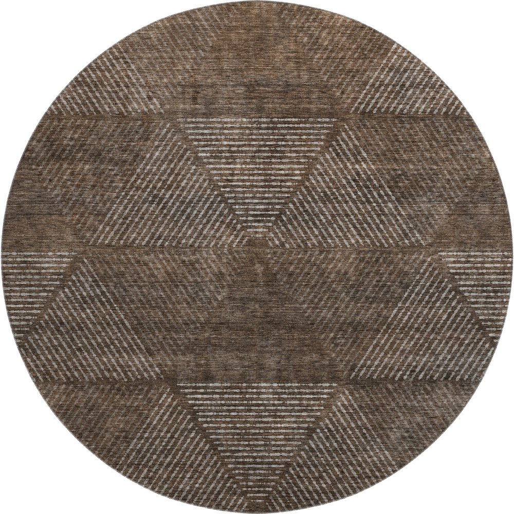 Premium Machine Washable Mayfield AMF777 Brown 8' x 8' Round Rug. Picture 1