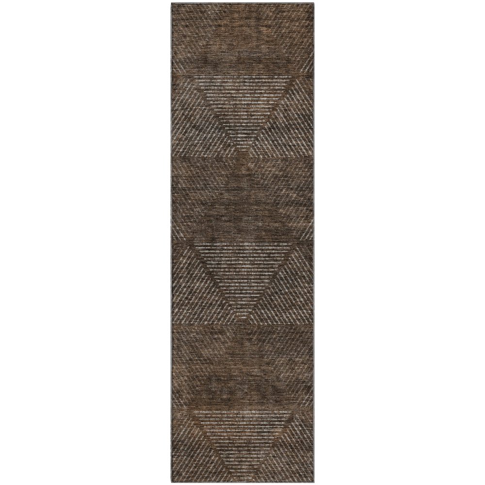 Premium Machine Washable Mayfield AMF777 Brown 2'3" x 7'6" Runner Rug. Picture 1