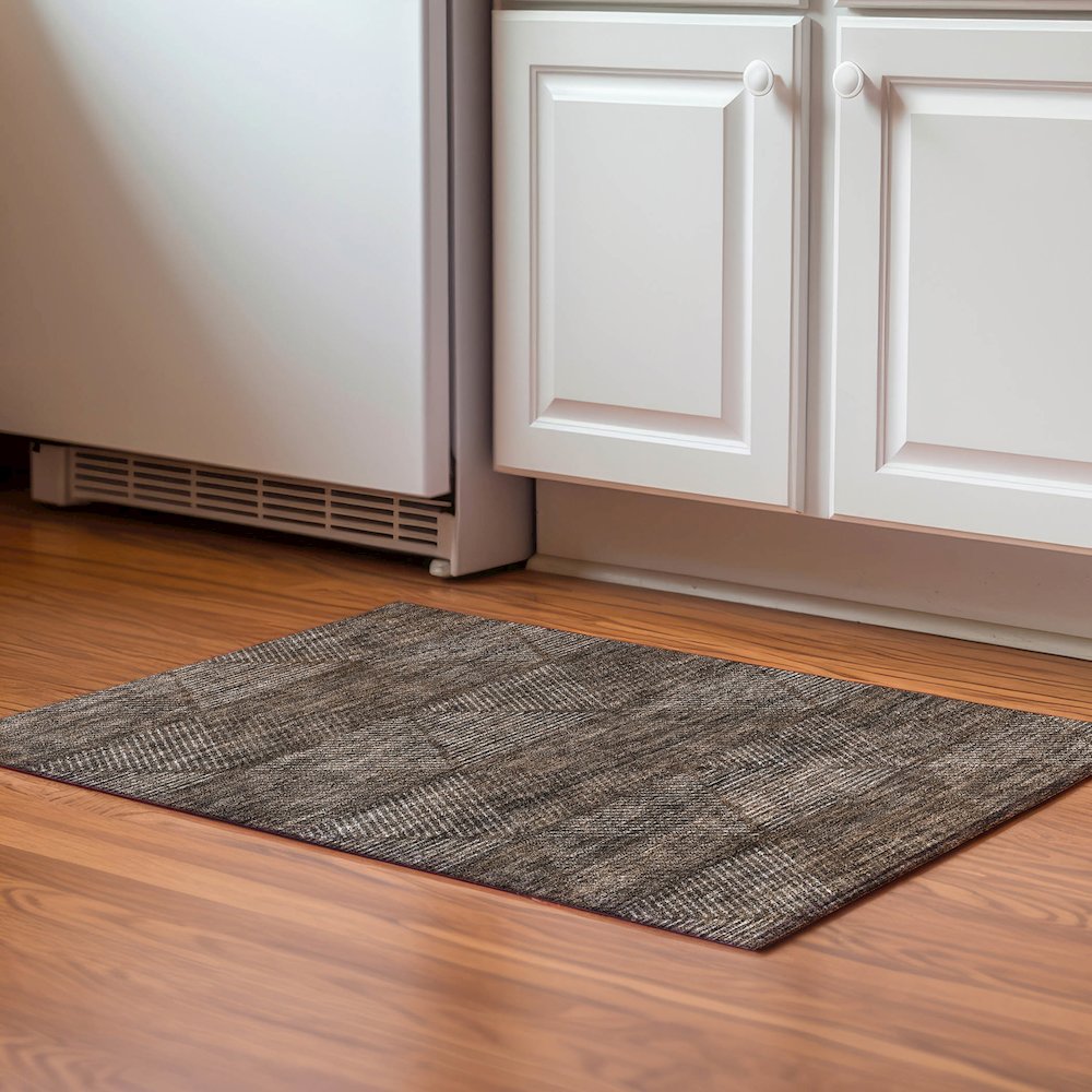 Premium Machine Washable Mayfield AMF777 Brown 1'8" x 2'6" Rug. Picture 5
