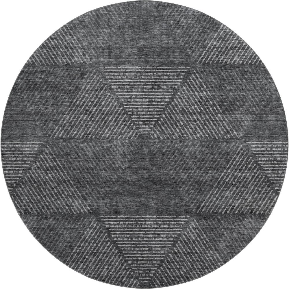 Premium Machine Washable Mayfield AMF777 Charcoal 8' x 8' Round Rug. Picture 1