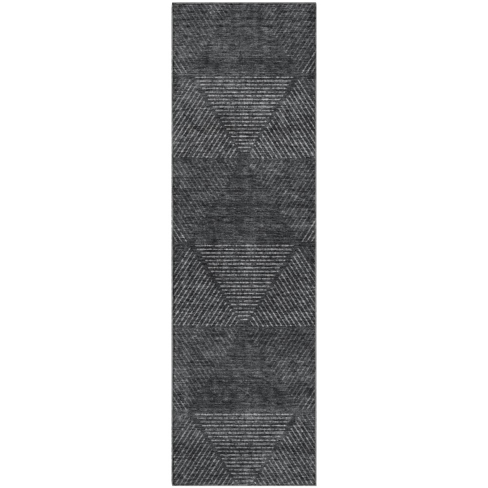 Premium Machine Washable Mayfield AMF777 Charcoal 2'3" x 7'6" Runner Rug. Picture 1