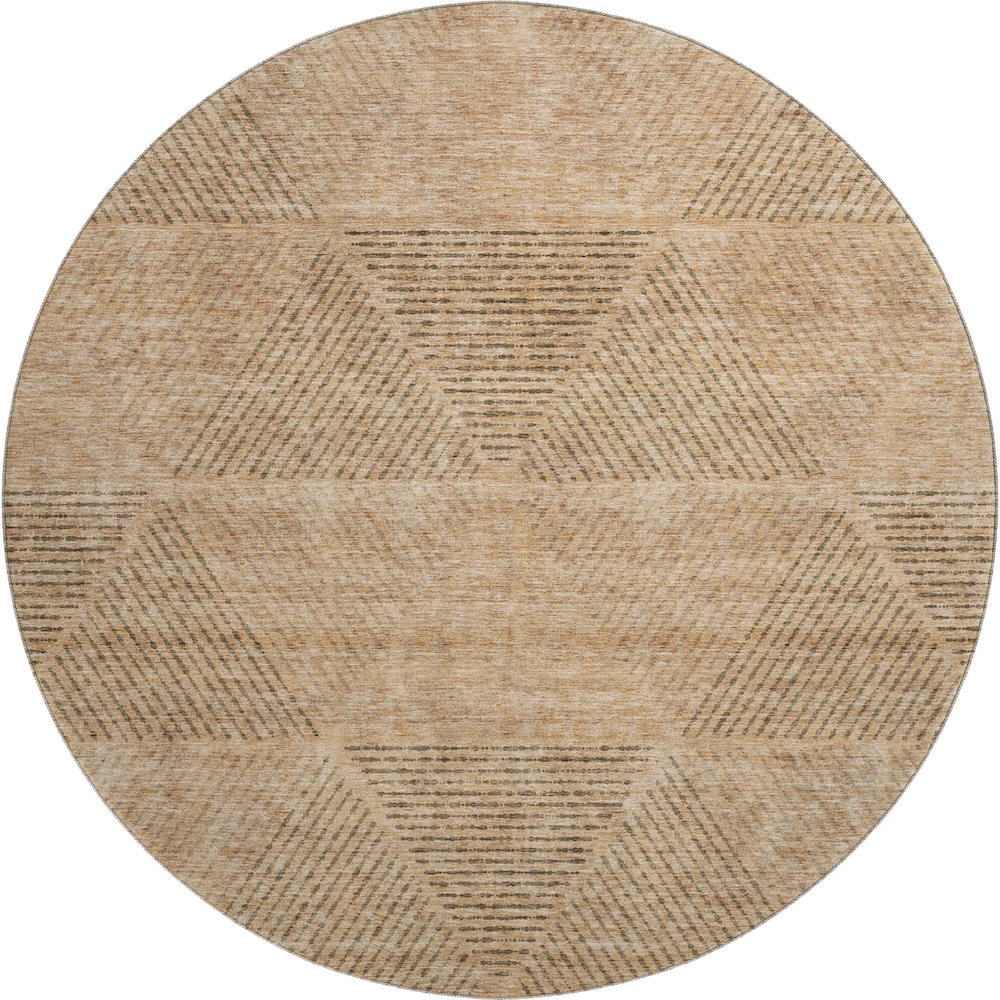 Premium Machine Washable Mayfield AMF777 Copper 8' x 8' Round Rug. Picture 1