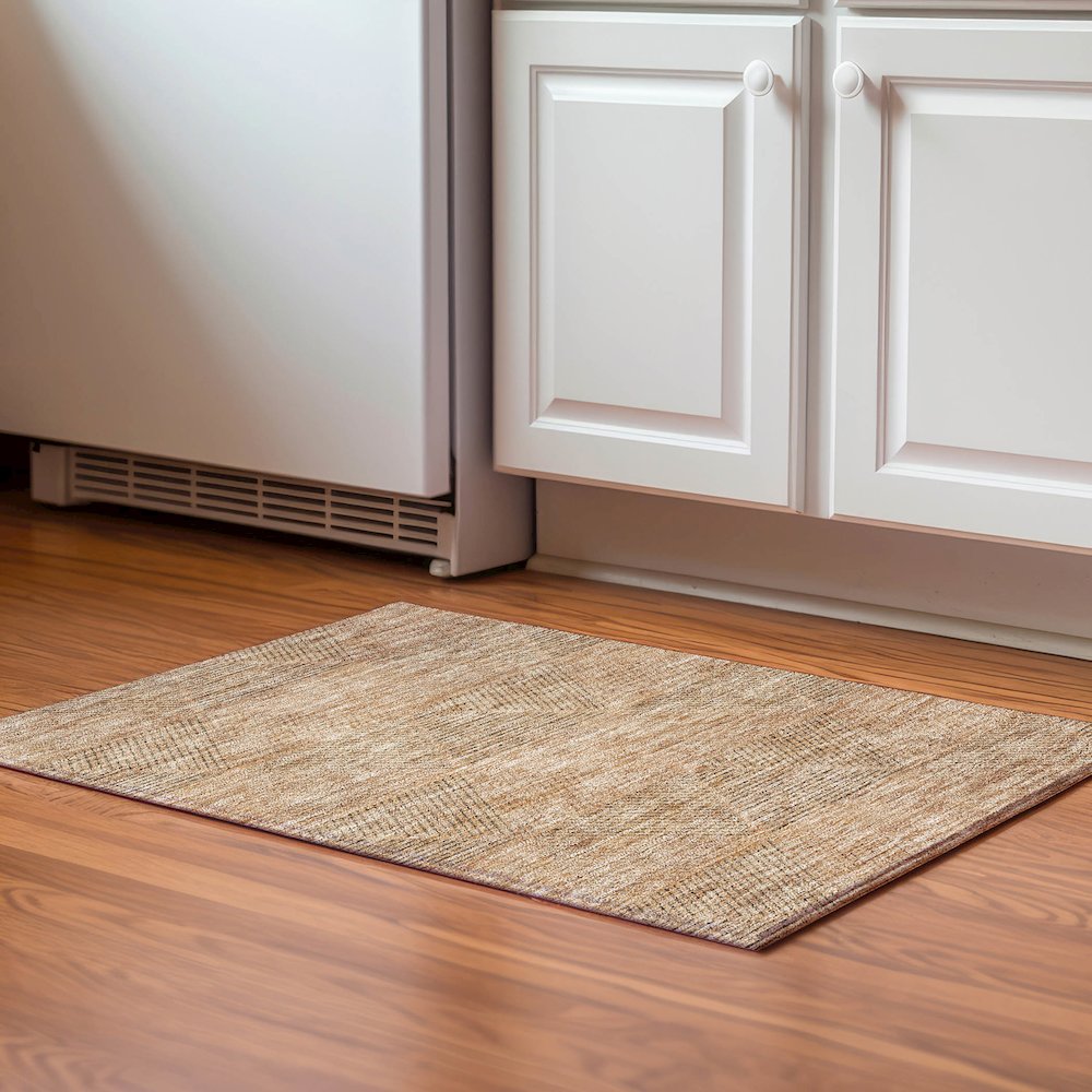 Premium Machine Washable Mayfield AMF777 Copper 1'8" x 2'6" Rug. Picture 5