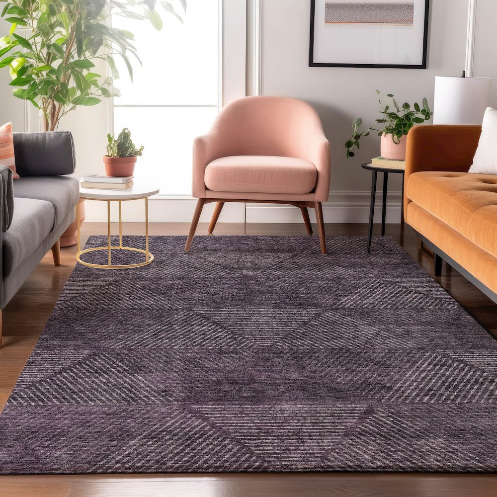 Premium Machine Washable Mayfield AMF777 Eggplant 2'6" x 3'10" Rug. Picture 5