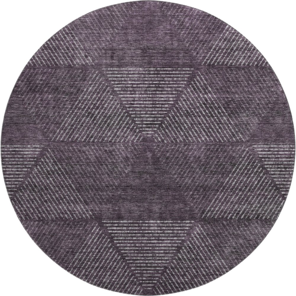 Premium Machine Washable Mayfield AMF777 Eggplant 8' x 8' Round Rug. Picture 1
