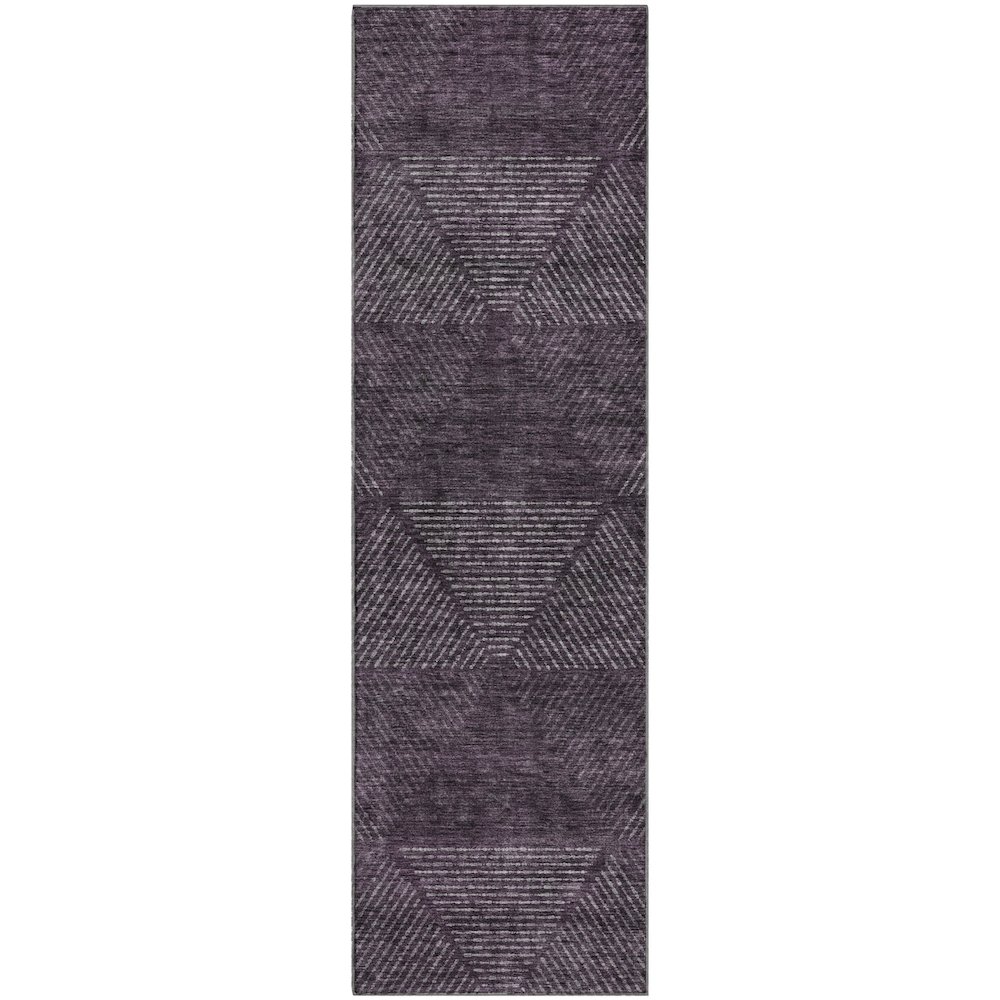 Premium Machine Washable Mayfield AMF777 Eggplant 2'3" x 7'6" Runner Rug. Picture 1