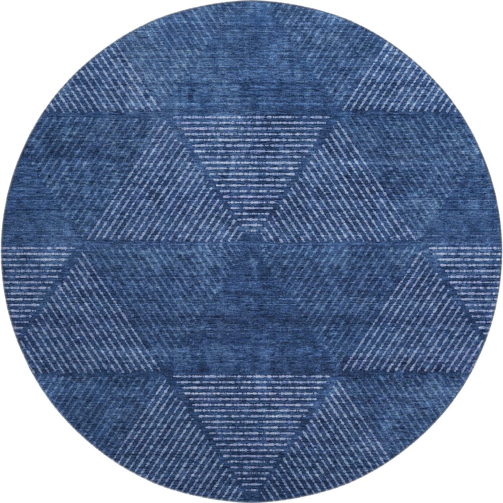 Premium Machine Washable Mayfield AMF777 Navy 8' x 8' Round Rug. Picture 1